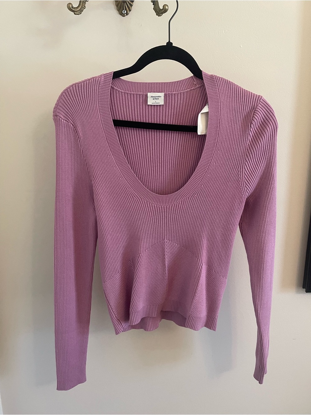 Abercrombie & Fitch Lavender Ribbed Scoop Neck Sweater
